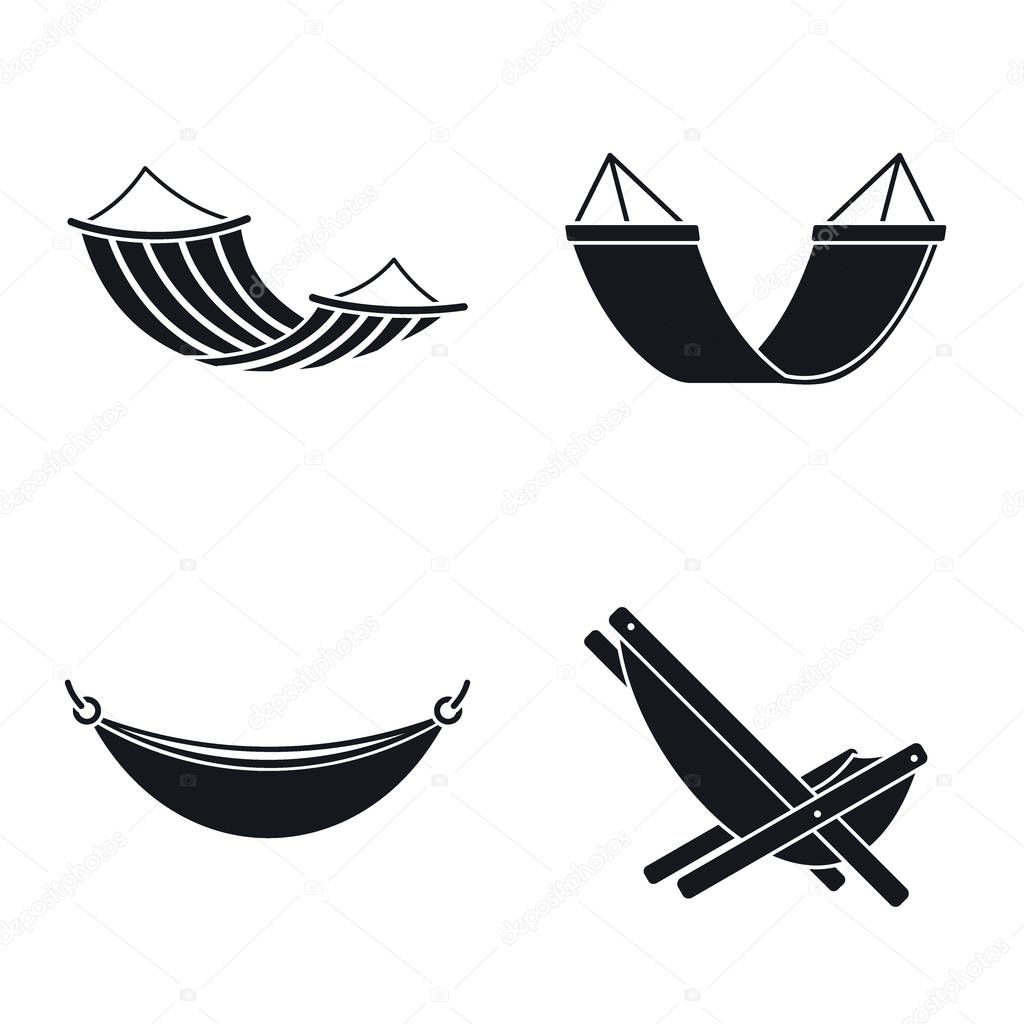 Relax hammock icon set. Simple set of relax hammock vector icons for web design on white background