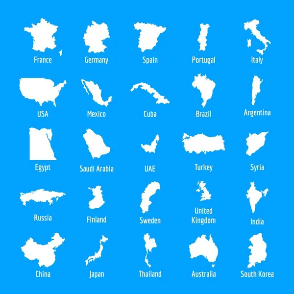 Conjunto de iconos de mapa de país, estilo simple — Archivo Imágenes Vectoriales