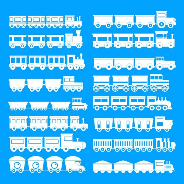Tåg leksak barn ikoner set, enkel stil — Stock vektor