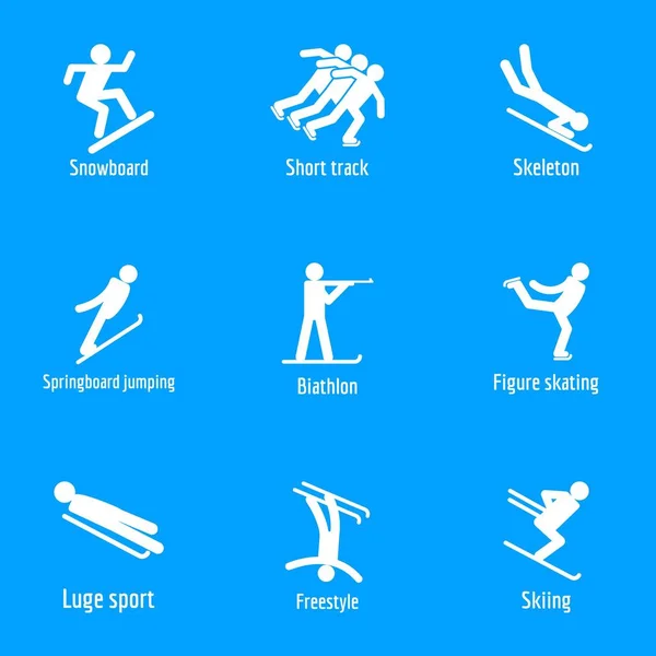 Winter sport symbols icons set, simple style