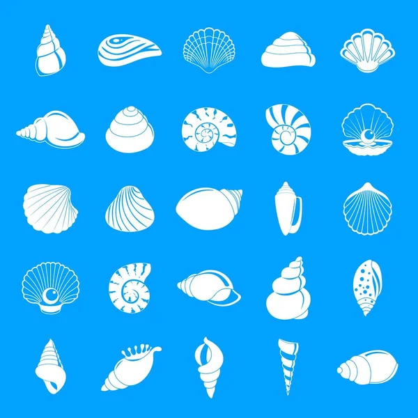 Conjunto de ícones de concha do mar, estilo simples —  Vetores de Stock