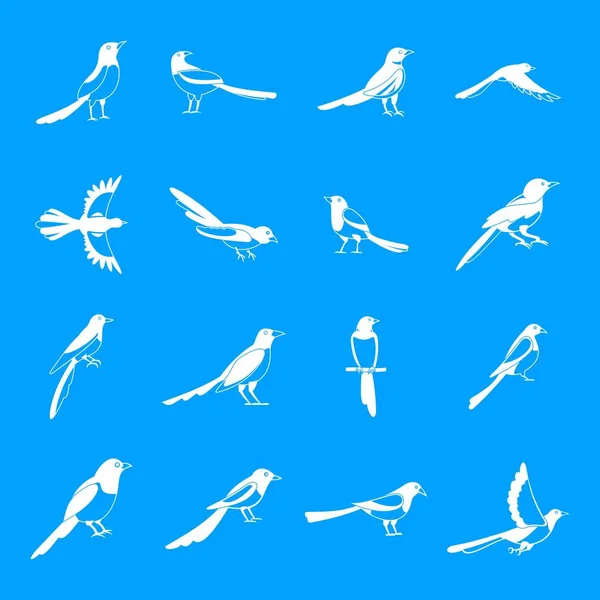 Ensemble d'icônes oiseau corbeau pie, style simple — Image vectorielle
