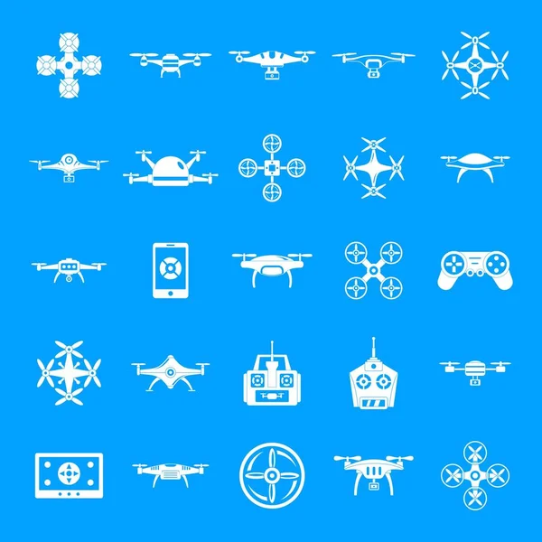 Drone aparat quadcopter zestaw ikon, prosty styl — Wektor stockowy