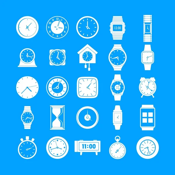 Conjunto de iconos de hora y reloj, estilo simple — Vector de stock