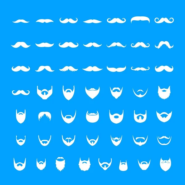 Conjunto de iconos de bigote y barba, estilo simple — Vector de stock
