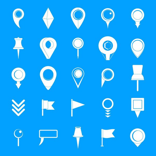 Map pointer icons set, simple style