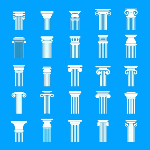 Antike Säulen Ikonen gesetzt, einfacher Stil — Stockvektor