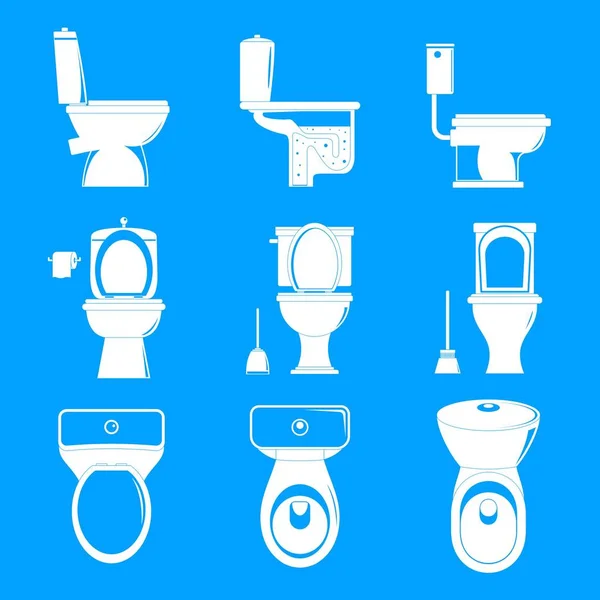 Symbolset für die Toilettenschüssel, einfacher Stil — Stockvektor