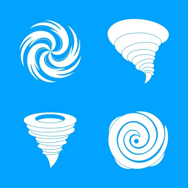 Orkaan storm schade iconen set, eenvoudige stijl — Stockvector