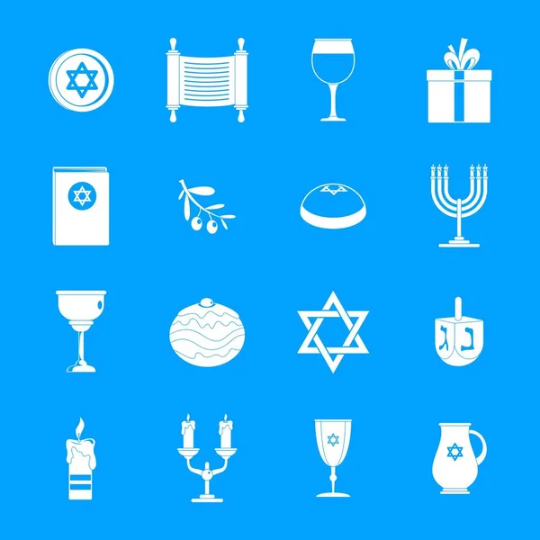 Chanukah Joodse vakantie iconen set, eenvoudige stijl — Stockvector