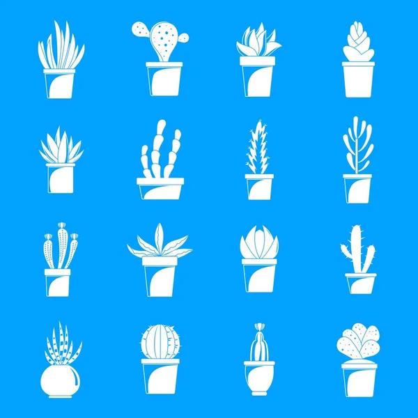 Ensemble d'icônes succulentes et de cactus, style simple — Image vectorielle