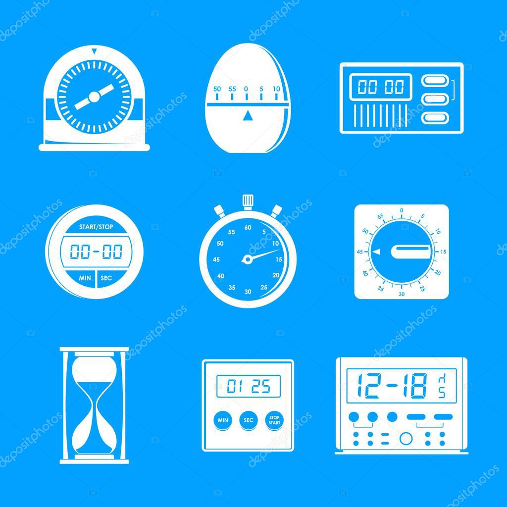 Kitchen timer icons set, simple style