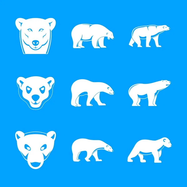 Conjunto de iconos blancos de bebé oso polar, estilo simple — Vector de stock