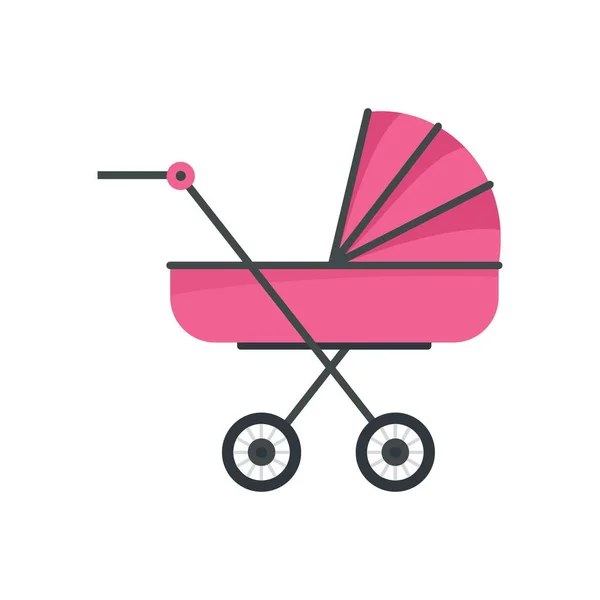 Baby stroller icon, flat style — Stock Vector