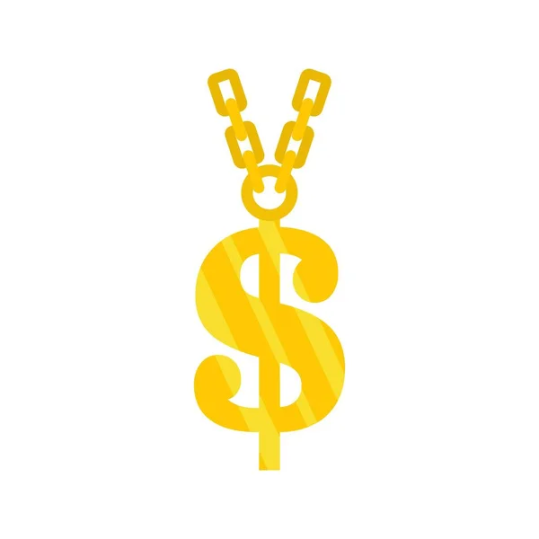 Icône symbole dollar or, style plat — Image vectorielle