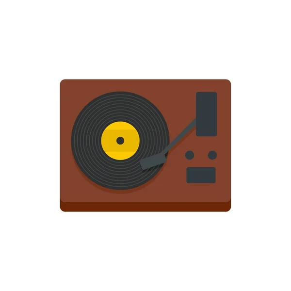 Vinyl player icon, flat style — Stock Vector