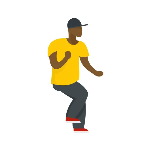 Hip hop dancer icon, flat style — Stock Vector