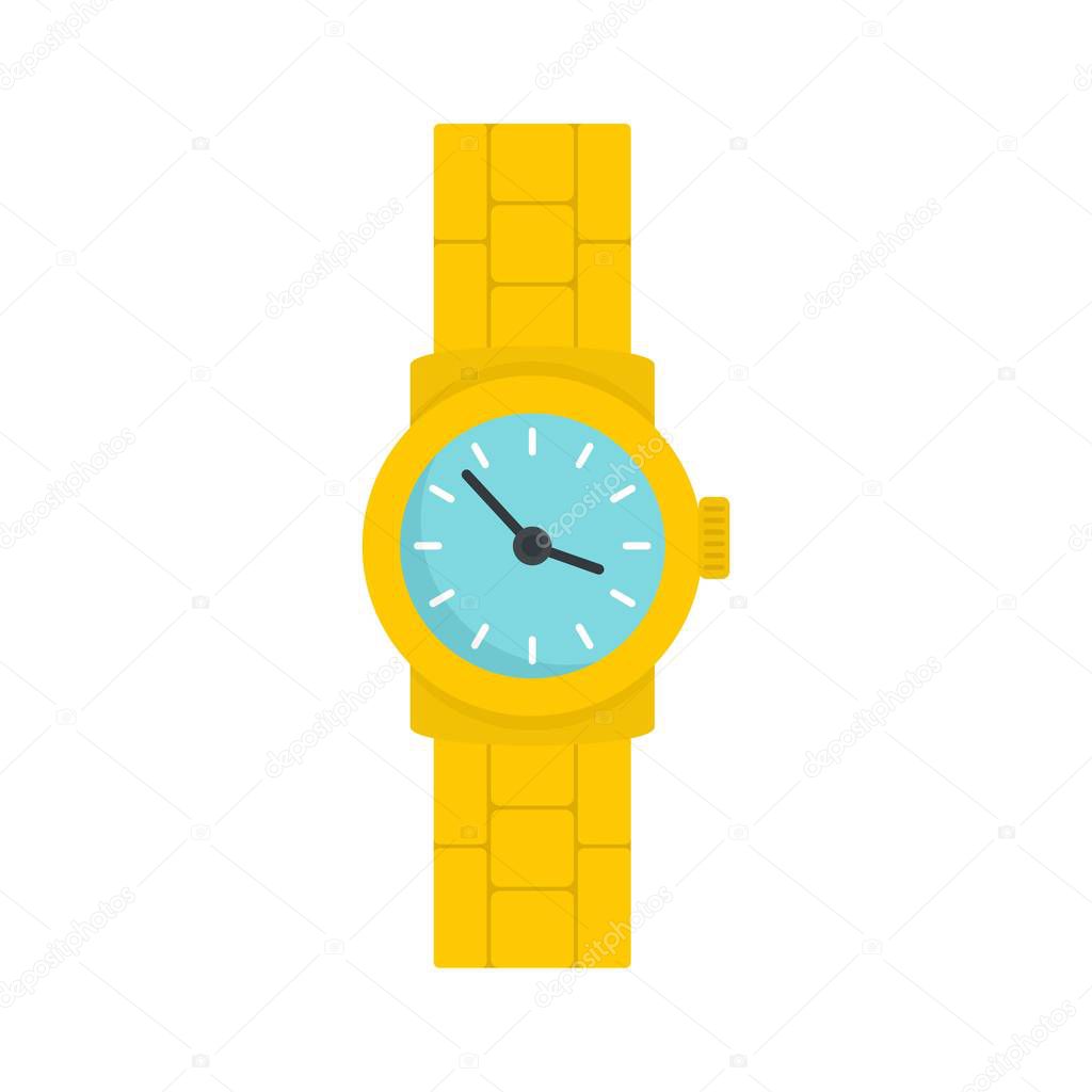 Gold watch icon, flat style