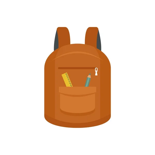 Icône sac à dos collège, style plat — Image vectorielle