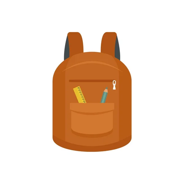 Icono de mochila universitaria, estilo plano — Vector de stock