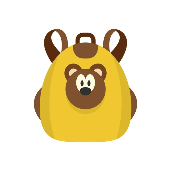 Jolie icône de sac à dos ours, style plat — Image vectorielle