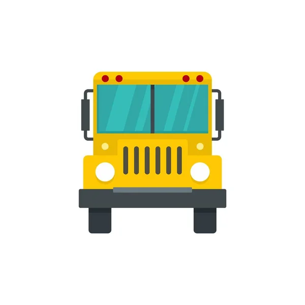 Ícone de ônibus da frente da escola, estilo plano — Vetor de Stock