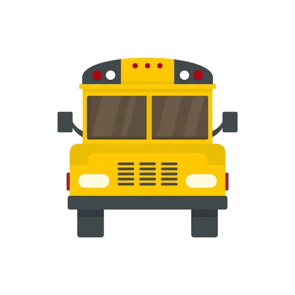 앞의 오래 된 학교 버스 아이콘, 평면 스타일 — 스톡 벡터