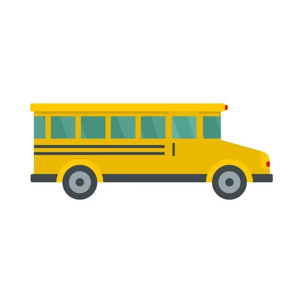 Zijaanzicht van de schoolbus pictogram, vlakke stijl — Stockvector