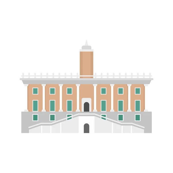Historical european building in city icon, flat style — Stock Vector