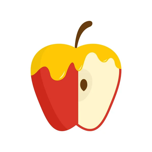 Мед на іконі червоного яблука, плоский стиль — стоковий вектор