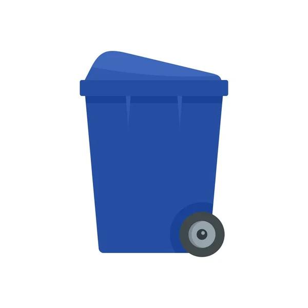 Blauwe vuilnis vak pictogram, vlakke stijl — Stockvector