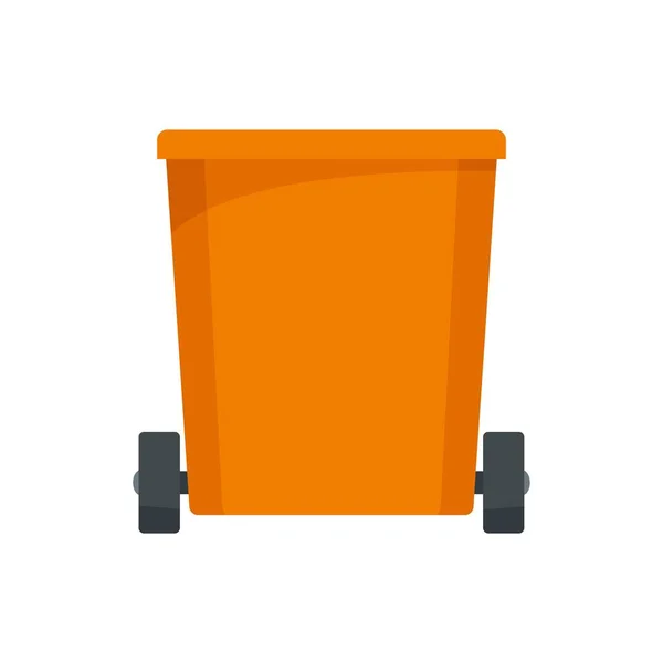 オレンジ色のゴミ箱アイコン、フラット スタイル — ストックベクタ