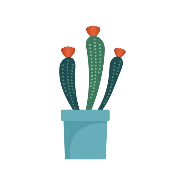 Икона цветочного кактуса, плоский стиль — стоковый вектор