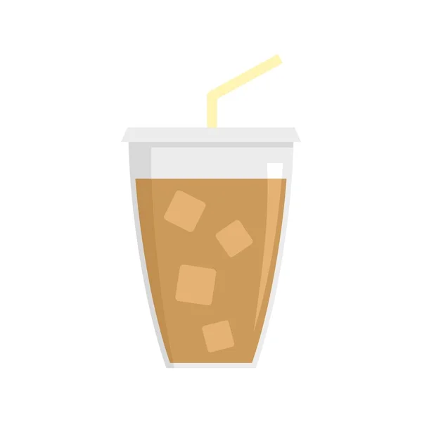 Ice cappuccino pictogram, vlakke stijl — Stockvector