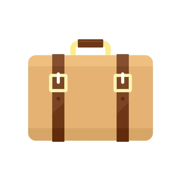 Trip leather bag icon, flat style — Stock Vector