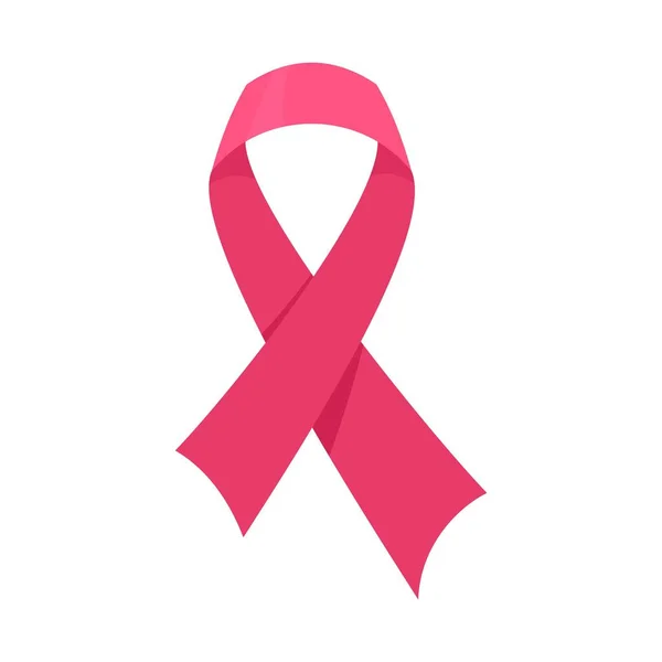 Růžový rakoviny ikona stužkou, plochý — Stockový vektor