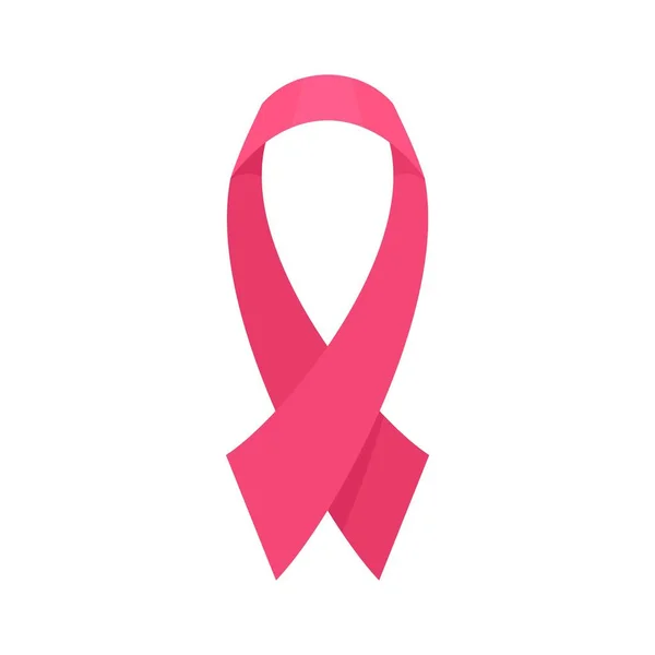 Prsu rakovina růžovou stuhou ikona, plochý — Stockový vektor