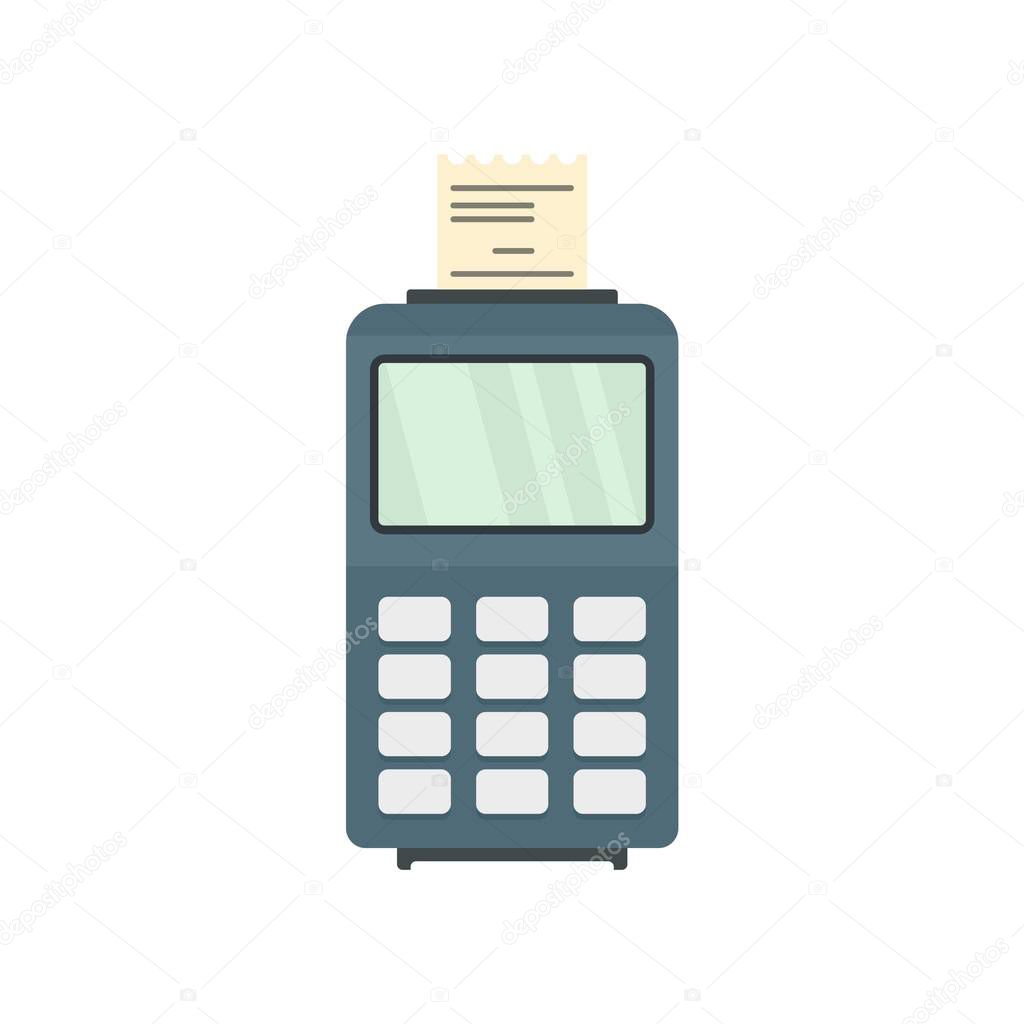 Credit card payment terminal icon, flat style