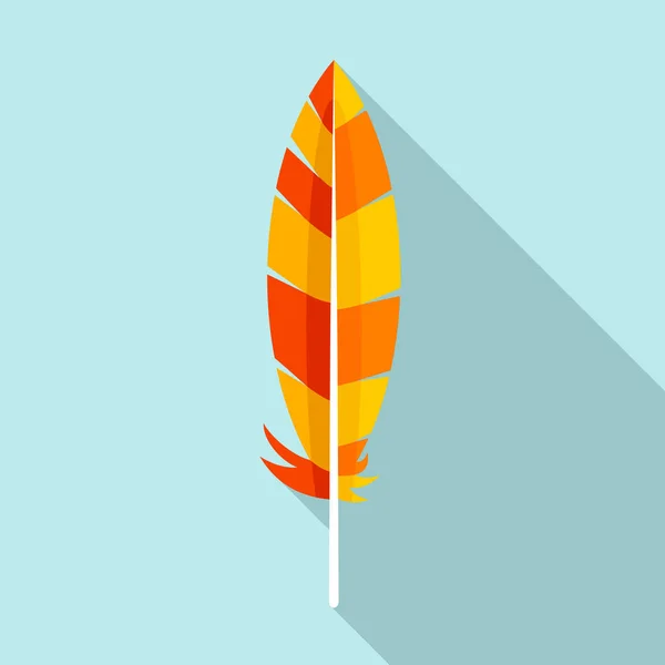 Indian feather icon, flat style — Stock Vector
