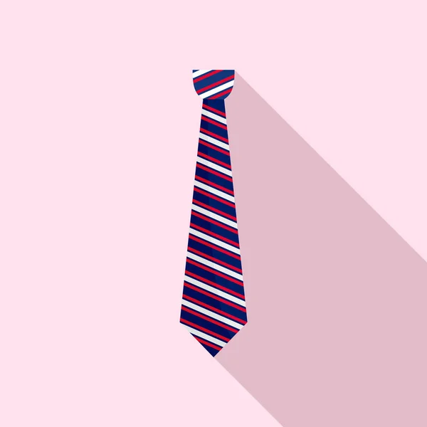Striped tie icon, flat style — Stock Vector