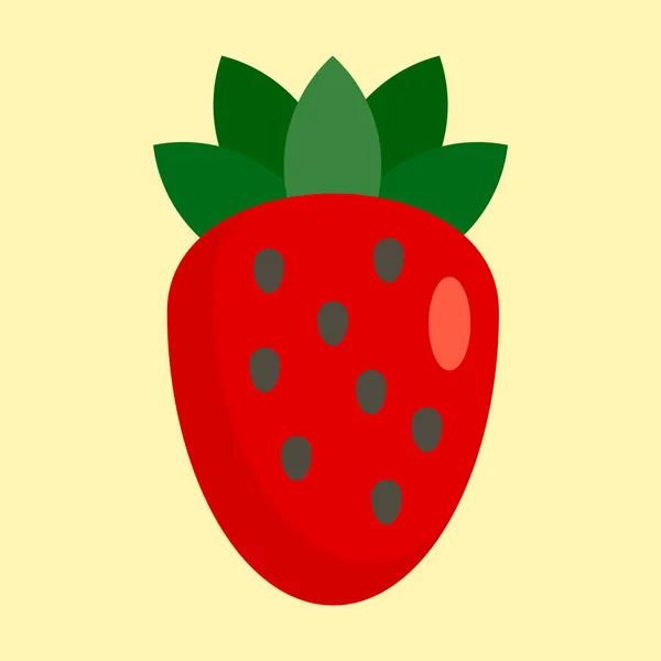 Icône fraise, style plat — Image vectorielle