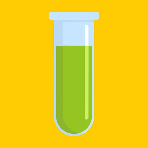 Green test tube icon, flat style — Stock Vector