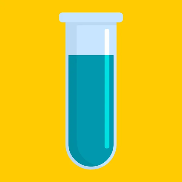 Blaues Reagenzglas-Symbol, flacher Stil — Stockvektor