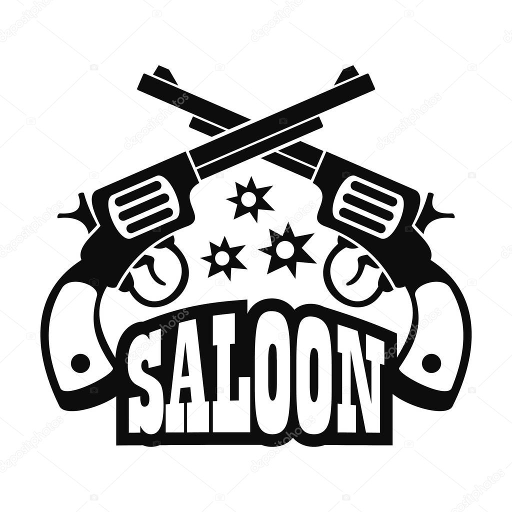 Saloon pistol logo. Simple illustration of saloon pistol vector logo for web design isolated on white background