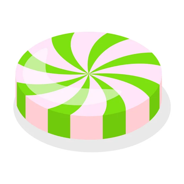 Green swirl candy icon, isometric style — Stock Vector