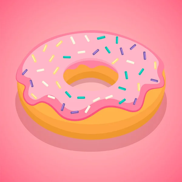 Pink donut icon, isometric style — Stock Vector