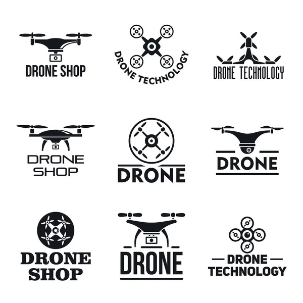 Drone logo set, simple style — Stock Vector