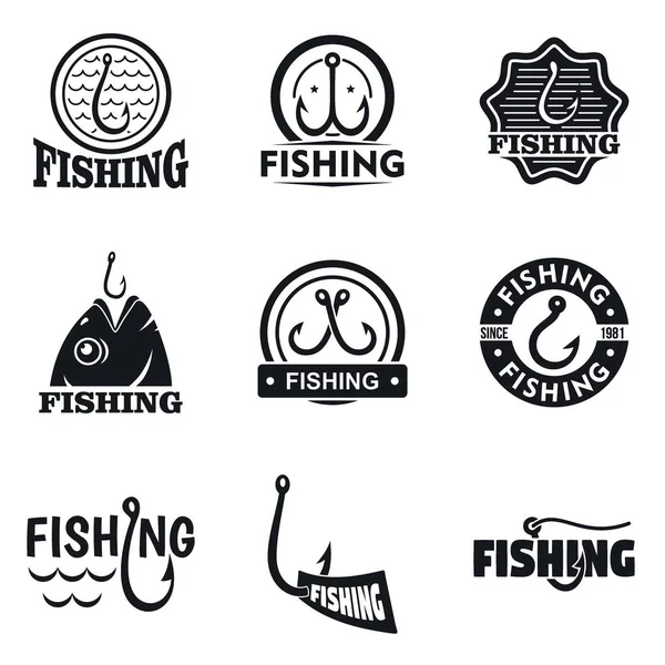 Набір логотипів для риболовлі, простий стиль — стоковий вектор