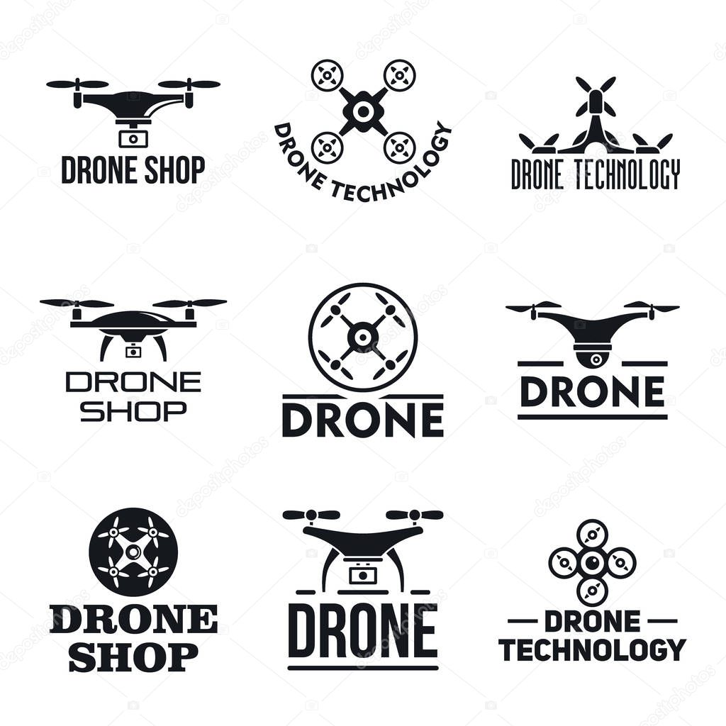 Drone logo set, simple style