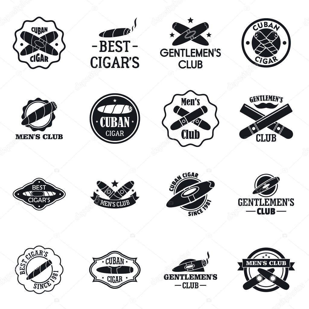 Cigar logo set, simple style